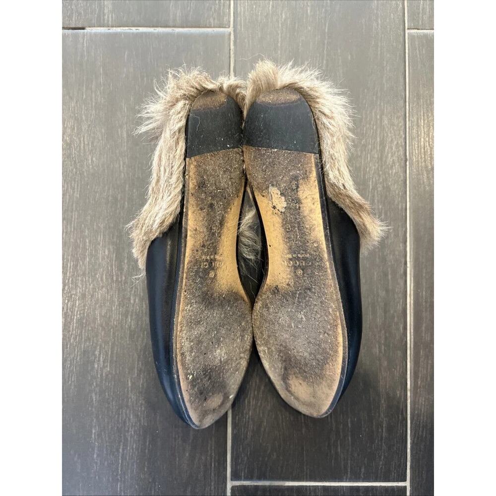 Gucci Princetown Black Leather Horse-bit Fur Mules Size 36 - Picture 3 of 3